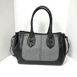 BR Banana Republic Leather Wool‎ Drawstring Satchel Tote Gray Brown Academia 90s
